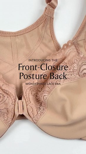 Meet our newest posture bra 😍 All your favorite features, now in one style.⁠ ⁠ Shop the brand-new Front-Closure Posture Back WonderWire Lace Bra on Glamorise.com | Glamorise