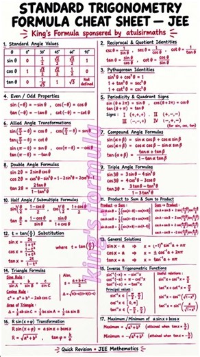 trigonometry formula class 11 one shot jee | Trigonometry class 11 jee