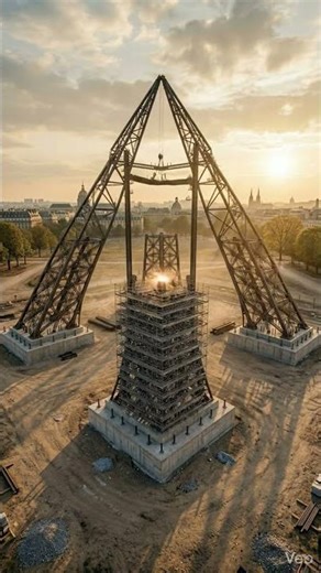 Eiffel tower building timelaps