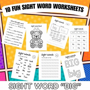 Pre-k Sight Word “BIG” - Etsy