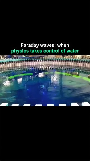 Rabbits Experiments 🎯 on Instagram: "When a liquid is vibrated vertically at a specific frequency, something extraordinary happens. Once the vibration exceeds a critical threshold, the flat surface becomes unstable and transforms into repeating geometric patterns called "Faraday waves". The waves oscillate at exactly half the driving frequency. You vibrate the container at one speed, but the water responds at half that rate: a phenomenon called parametric resonance. The patterns can take the fo