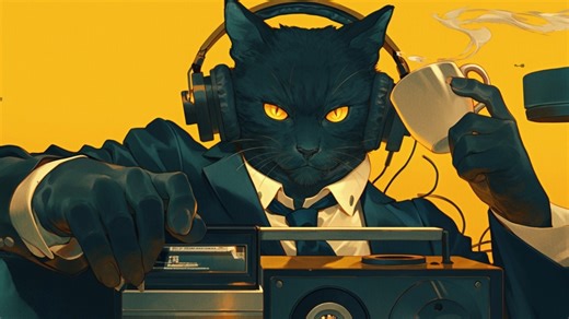 秋天的猫爵士乐：金叶和咕噜咕噜的萨克斯管