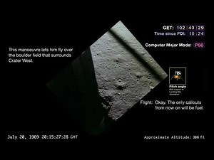 Apollo 11 final descent and landing with telemetries and alarm