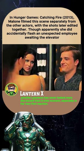 In Hunger Games: Catching Fire (2013),Malone filmed this scene separately from the other actors