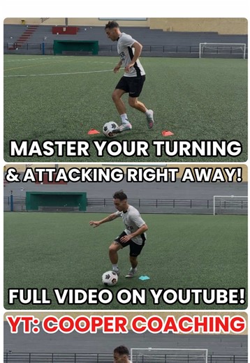 If You Can’t Turn Fast, You’ll Lose the Ball — Try These 6 Drills ⚽️🔥 This 6-drill full session helps to work on these aspects of the game: 1. Sharp turns 2. Speed after a turn 3. Tight space control 4. Attacking skill 5. Quick decision skill 6. Quick movement right after a turn NO matter if you are a defender, midfielder, or attacker; being able to make turn sharply is essential for playing at a high level! This session will help on all aspects for situations you will come across in training a