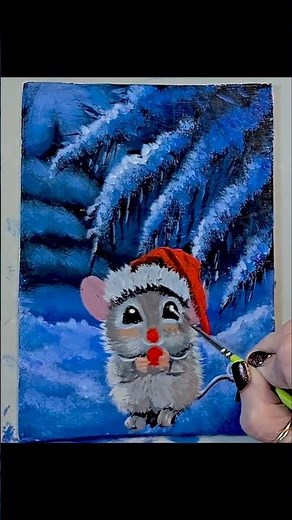 easy way to paint a Christmas mouse 🎄✨️#painting #art #artshorts #acrylicscenery #christmas #artist