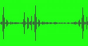 Audio frequency waves isolated on green chromakey. Seamlessly loop sound waveform