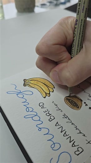 Watercolor Banana Bread | Bake it, paint it pt.2 🍌🍞🎨🖌#art #watercolor #recipebook