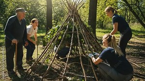 Building a natural shelter in a nature reserve as a community activity for environmental awareness and collaboration