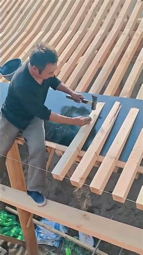 Nailing process of roof wooden structure