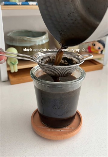Black Sesame Vanilla Bean Syrup recipe — easy 1:1 matcha syrup