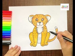 How to draw a cute cheetah 🐆 |step by step easy drawing for kids| kids easy art and drawing