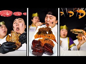 ASMR MUKBANG pork belly, fried chicken, fire noodle | Spicy food TikTok Funny Pranks