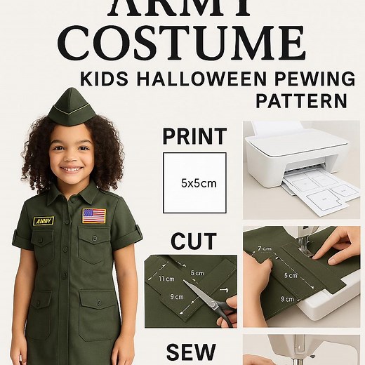 Army Costume Sewing Pattern for Kids (sizes 3-8Y) (PDF Download) - Etsy