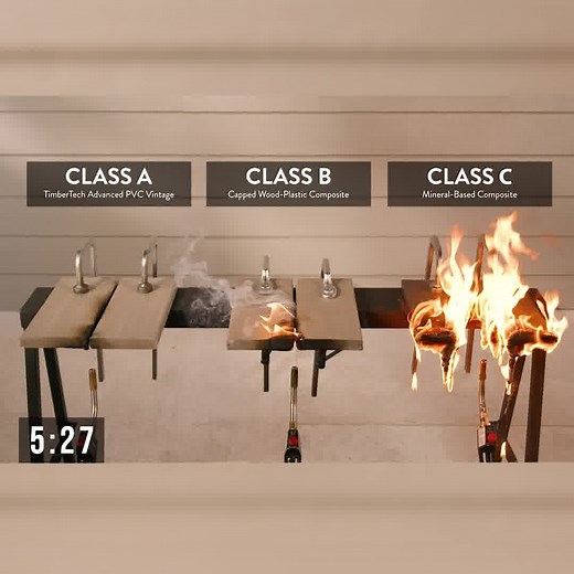 TimberTech's fire-resistant decking has a Class A flame spread rating, the best in the industry. | TimberTech
