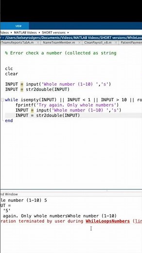 MATLAB: While loop to validate numbers collected as strings