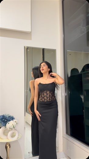 TRES • Clothing on Instagram: "The dress of your dreams is here! Lacy midnight corset gown - Style it for prom, farewell, date nights, or birthday celebrations—it’s the black dress every girl loves.❤️‍🔥 . . . . . (Ootd, outfit of the day, prom night, prom outfit, farewell outfit, birthday dress, black outfit, gown, full length dress, Pinterest inspired, lace dress, styling tips, fashion hacks, women fashion, affordable fashion, transition, grwm, corset, maxi dress, viral) . . . . . . #pi