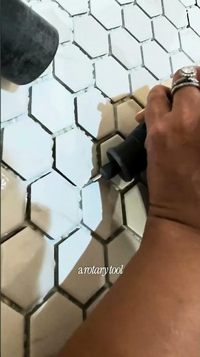 Removing grout/ thinset around small tiles is a lot easier with a rotary tool + a grout removal bit!