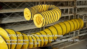 25FT Ducting Hose PVC 14IN Flexible Duct Hosing with Adjustable Rope S Hook & Steel Support for Utility Blower Exhaust Fan (14''x25ft)