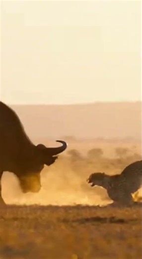 Epic Battle: Buffalo vs. Cheetah on the African Plains #Lion #BigCat #shorts