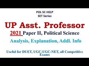 Past Year's Paper Analysis of UP Asst. Professor Exam Political Science: 2021