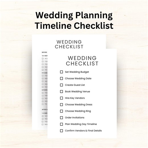 Wedding Planning Timeline Checklist (PDF Printable) – Bride to Be Organizer - Etsy