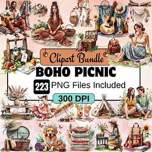 223 Boho Picnic Clipart,cozy Summer Picnic PNG Bundle,watercolor Picnic,spring Picnic,picnic Cottage,picnic Spring,picnic Printable,boho Png - Etsy