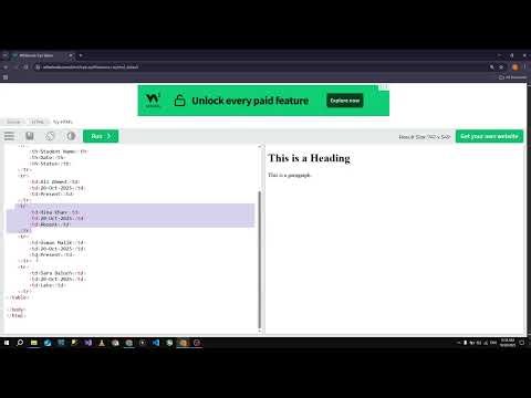 HTML lab 6| Table , tr , td and th List| HTML table Tags Explained