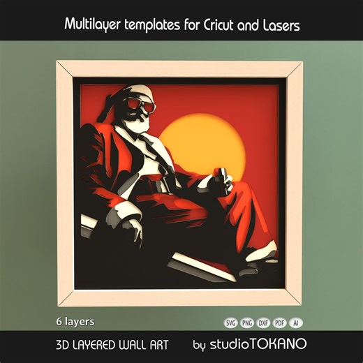 3D Layered Shadow Box SVG for Cricut, Santa Claus Mandala Art, Christmas Laser Cut File for Glowforge Xtool Wall Decor Template Cardstock - Etsy