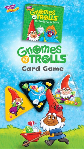  ⭐ Imagination meets suspense in our award-winning Gnomes vs Trolls® card game for kids. Outwit tricky trolls to gather troves of treasure. You'll have to be nifty enough to find gnomes to guard it … before the trolls take over! The player with the most treasure at the end of the game wins. Shop Gnomes vs Trolls® Card Game at trendenterprises.com/products/t20002 #gamenight #familyfriendlygames #kidsgames #gnomesvstrolls #screenfree #learningFUN | TREND enterprises, Inc. | Facebook