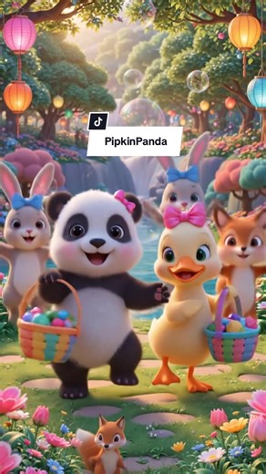 Easter egg adventure with PipkinPanda and friends!🐼💕#cartoon #kids #fyp #panda #kidstiktok
