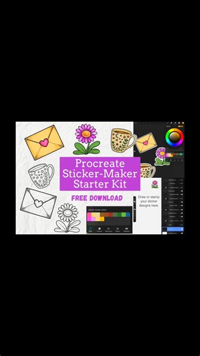 Started out designing one sticker… ended up with ten.  You know how it goes — stamp, color, texture, repeat. Procreate just makes it too easy (and way too fun)! If you want to try making your own digital or printable stickers, I’ve got a full step-by-step tutorial waiting for you.  Watch the full How to Make Stickers in Procreate video on my YouTube channel  | ArtsyDee | Facebook