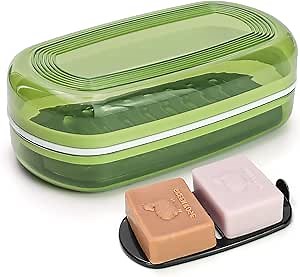 AIDIMMING Shampoo & Conditioner Bar Dish,Large Travel Soap Case for Duke Cannon Soap,Shampoo Soap Holder is Compatible with The Kitsch Shampoo bar for Travel, Camping, Gym, Bathroom (Max, Green)