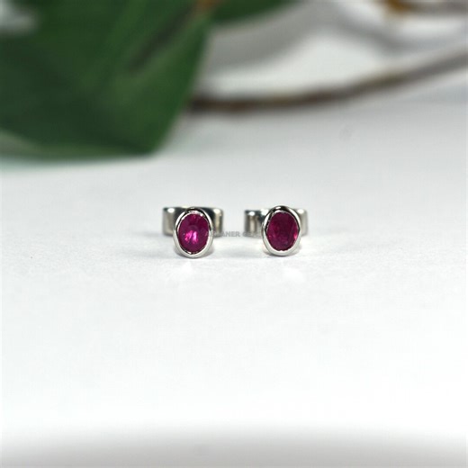 Natural Ruby Stud Earring - Minimalist July Birthstone Jewelry - 925 Sterling Silver Ruby Stud -gift for Her - Etsy