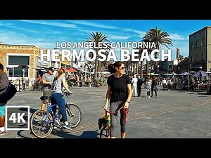 [4K] HERMOSA BEACH - Walk and Ride on the Beach, Hermosa Beach, Los Angeles, South Bay, California