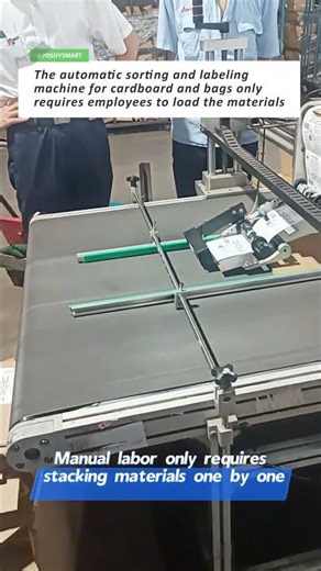The automatic sorting and labeling machine for cardboard and bags only requires employees to load