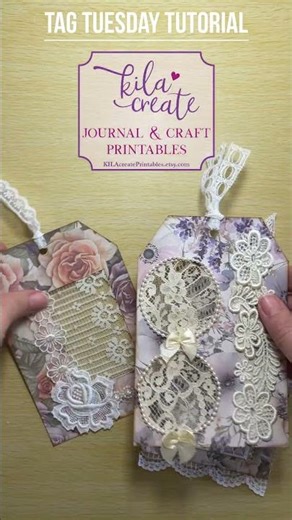 #tagtuesday #tutorial - Lace Window Tags | KILA Create Printables #junkjournalideas #papercrafting