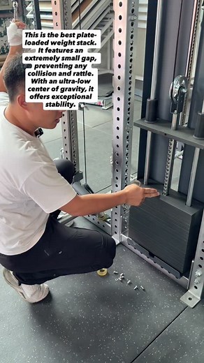 Luke FitnessQuipment on Instagram: "This is the best plate-loaded weight stack. It features an extremely small gap, preventing any collision and rattle. With an ultra-low center of gravity, it offers exceptional stability. #homegym #gym #fitness #rack #boosting"