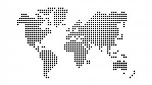 Simplified world map (drawn with square dots.) 4K pop up animation