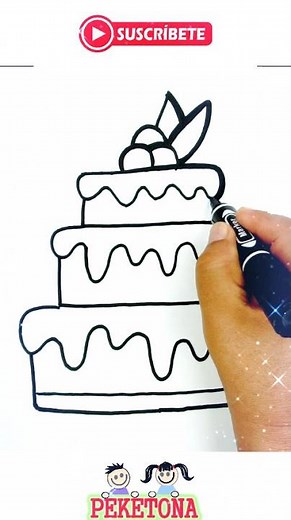 Cómo Dibujar una Torta de Cumpleaños Fácil