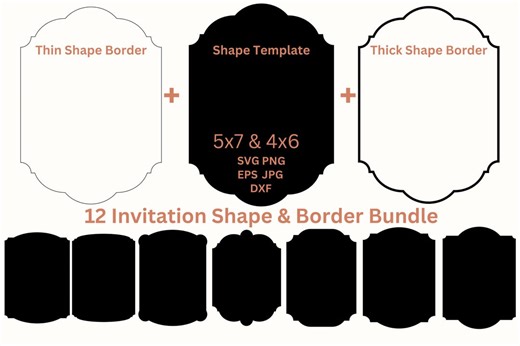 Wedding Invitation Shapes SVG Laser Cut Files Decorative Border Clipart, Elegant Invitation Template Cricut Wedding Invites Card Making - Etsy