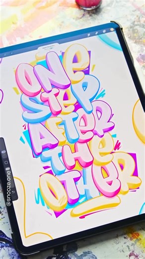 #ipadprograffiti on Instagram: "@snooze.one (ad/ werbung) What about some colors? 😝 Taking my 3D brushes for Procreate for a spin but this tim thought I make it a bit more colorful 💥 BTW: thank you for your feedback on the upcoming update for the 3D Pack, the outline 3D brushes. I am working on them, just takes more time for some brushes than I thought and Uni keeping me busy atm 🙏 Tools: App: Procreate Brush: Chunky Outline from my 3D Pack 👉 link in bio Tablet: iPad Pro 2023 13in #ipadprogr
