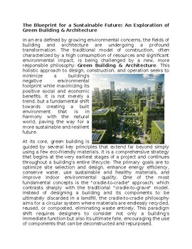 Green Building & Architecture Worksheet for SubPlan & Homework