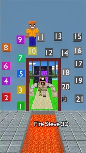 Can Fire Steve escape the Iron Golem? 😱 #shorts #minecraft