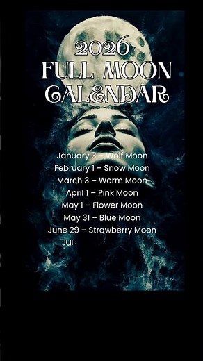 January-December 2026 Full Moon Calendar #fullmoon #ritual #meditation