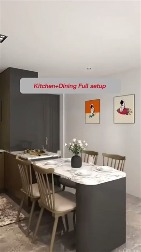 Modern Kitchen & Dining Area Design | Perfect Home Setup Ideas#KitchenDesign #DiningRoomIdeas