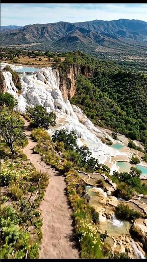 🌊 Hierve el Agua, Mexico 🇲🇽 | The Frozen Waterfalls of Earth! 🤯 #Shorts