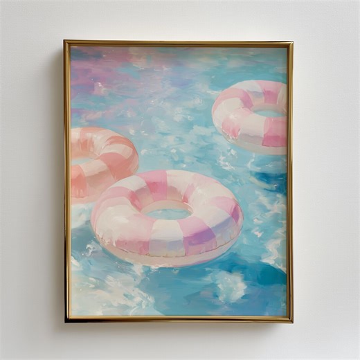 Pink Pool Float Wall Art Printable, Pastel Summer Print, Feminine Poolside Decor, Girly Bedroom Poster, Digital Download - Etsy