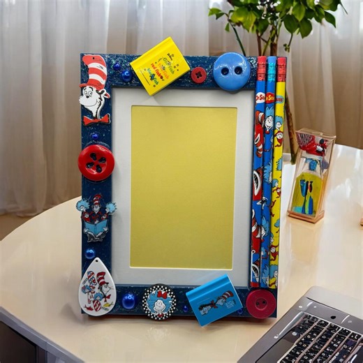 Dr. Seuss Inspired Picture Frame - Handmade 5x7 Photo Display - Etsy