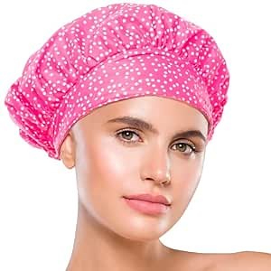 TIARA 2-in-1 Luxury Shower Cap for Women Reusable Waterproof – Hair Cap for Long & Short Hair – All Size Fit Flexi Shower Cap, Terry Lined Leakproof Cloth (Patented), Soft & Breathable